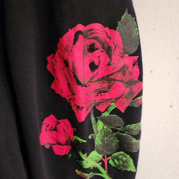 Forever 21 sweat set Rose logo XL joggers L hoody Black & Red new no tags washed - Picture 3 of 15